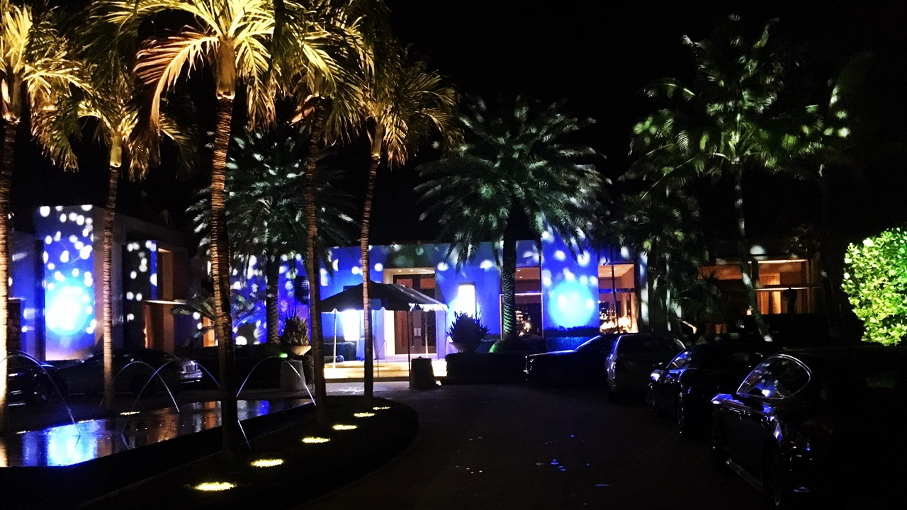 Outdoor lighting of Royal Palm Beach Mansion