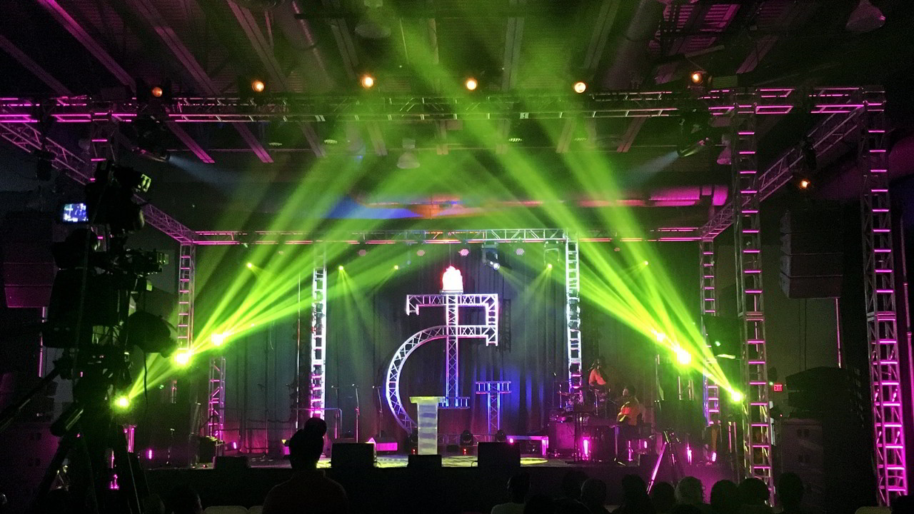 Church Conference with Ground Support Truss structure, lighting, camera and sound